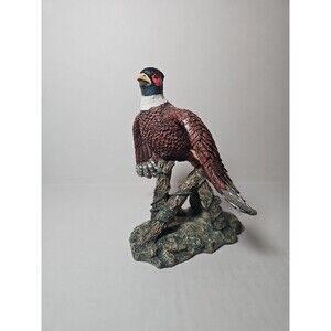 Pheasant Perched On Branch 6" Resin Figurine Game Bird Rustic Wildlife Decor